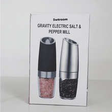 Load image into Gallery viewer, 2 Pcs Electric Salt and Pepper Grinder Set Battery Operated One Hand Automatic Operation, Adjustable Coarseness Mill Grinders Shakers LED Light Stainless Steel, Kitchen Gadgets Gifts Ideas