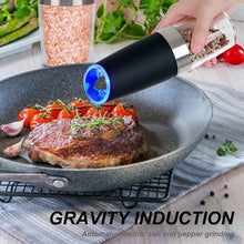 Load image into Gallery viewer, 2 Pcs Electric Salt and Pepper Grinder Set Battery Operated One Hand Automatic Operation, Adjustable Coarseness Mill Grinders Shakers LED Light Stainless Steel, Kitchen Gadgets Gifts Ideas