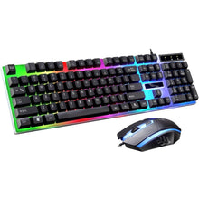 Load image into Gallery viewer, Gaming Keyboard and Mouse Combo, Mighty Rock LED Rainbow Backlit Keyboard with 104 Key Computer PC Gaming Keyboard for PC/Laptop (Black)