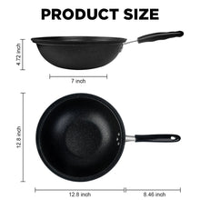 Load image into Gallery viewer, 12.6 Inch Kibhous Frying Pan with Lid, Nonstick Wok with Lid, Deep Stir Nonstick Pans, Die Cast Scratch Resistant, Smokeless Frying Pan with Glass Lid and Traditional Handle