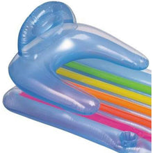 Load image into Gallery viewer, Silensys 2-Piece Float Set Lounger Inflatable Pool Floats, Translucent Adult Inflatable Reclining Chair, Pedal and Cup Holder, White and Blue