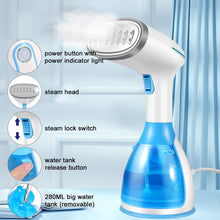 Load image into Gallery viewer, Meidong Handheld Garment Steamer, Portable Fabric Steamer 280ml Big Removable Water Tank Vertical, Fast Heat-up Horizontal Steam Dual-Use Clothes Fabric Wrinkles Steamer for Travel Home Christmas Deco