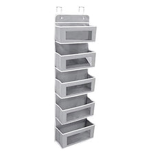 Load image into Gallery viewer, Movsou Over The Door Pocket Organizer Fabric Hanging Closet Clear Window Storage Bag with Mental Hooks Gray for Pantry Baby Nursery Bathroom Closet Dorm, Gray