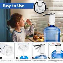 Load image into Gallery viewer, Uncahome Water Dispenser for 5 Gallon Bottle, Rechargeable Portable Electric Water Bottle Pump, Foldable Automatic Water Jug Pump for for Home, Office & Camping (White)