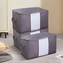 Load image into Gallery viewer, 3 Pack Clothes Storage Bag Large Clothes Organizer, Closet Organizer with Reinforced Handle Thick for Comforters, Blankets and Bedding with Sturdy Zipper, Grey