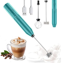 Load image into Gallery viewer, Milk Frother Wand Drink Mixer - Handheld Milk Frother Electric Whisk - Easy-Clean Stainless Steel Frother Wand & Mini Blender - Electric Coffee Frother for Milk Coffee Lattes