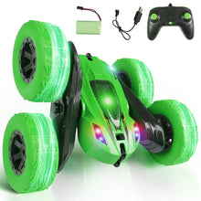 Load image into Gallery viewer, RC Cars, Remote Control Car 2.4Ghz Stunt Car with Double Sided 360 Flips, Rechargeable 4WD Off Road RC Car Toys for Kids (Green)