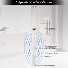 Load image into Gallery viewer, Milk Frother Wand Drink Mixer - Handheld Milk Frother Electric Whisk - Easy-Clean Stainless Steel Frother Wand & Mini Blender - Electric Coffee Frother for Milk Coffee Lattes
