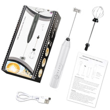 Load image into Gallery viewer, Milk Frother Wand Drink Mixer - Handheld Milk Frother Electric Whisk - Easy-Clean Stainless Steel Frother Wand & Mini Blender - Electric Coffee Frother for Milk Coffee Lattes