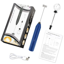 Load image into Gallery viewer, Milk Frother Wand Drink Mixer - Handheld Milk Frother Electric Whisk - Easy-Clean Stainless Steel Frother Wand & Mini Blender - Electric Coffee Frother for Milk Coffee Lattes