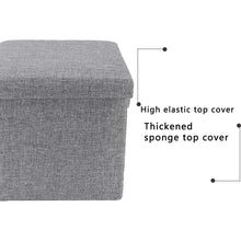 Load image into Gallery viewer, 12 Inch Linen Storage Ottoman Cube,Square Ottoman Foot Rest Stool with Memory Foam Seat, Foldable Storage Boxes Chest, Grey