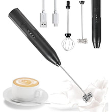 Load image into Gallery viewer, Mighty Rock Electric Milk Frother Handheld Milk Foamer with USB Rechargeable Coffee Frother 3 Speeds Milk Whisk 2 in 1 Egg Beater Perfect for Coffee, Latte, Cappuccino, Silver