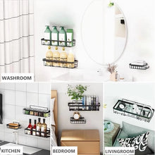 Load image into Gallery viewer, 3-Pack Shower Caddy Basket Shelf with Soap Holder, No Drilling Traceless Adhesive Shower Wall Shelves, Rustproof Bathroom Shower Storage Organizer, Black