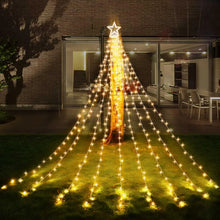 Load image into Gallery viewer, Funsmile Christmas Outdoor Star Lights Waterfall Tree Lights 344 LED 10Ft 12" Topper Star for Lawn Yard Garden Holiday Xmas New Year Warm White