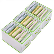 Load image into Gallery viewer, 3 Pcs Foldable Closet Organizers, Wardrobe Clothes Organizer, 7 Grids Closet Organizers and Storage, Drawer Organizer Storage for Jeans, T-Shirts, Underwear, Linen Organizer, Green