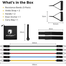 Load image into Gallery viewer, Resistance Bands Exercise Bands Workout Bands - Up to 150lb, Indoor and Outdoor Bands with Door Anchor and Handles for Strength, Slim, Yoga, Home Gym Equipment for Men/Women