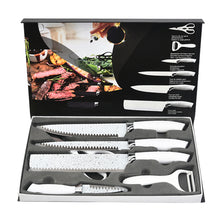 Load image into Gallery viewer, Kibhous 6 Pcs Kitchen Knife Set, Professional Chef Knife Set, Stainless Steel with Peeler Scissors Gift Case, Easy-Grip Handle, Rust-proof, Black