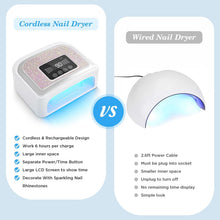 Load image into Gallery viewer, Maraawa UV LED Nail Lamp, 120W Rechargeable Cordless Nail Lamp, 4 Timer Modes with Crystal Diamonds,White