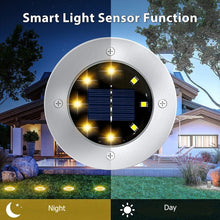 Load image into Gallery viewer, Maraawa Solar Ground Lights Solar Garden Lights 8 Pack Waterproof LED Disk Lights for Pathway, Yard, Patio and Walkway, White