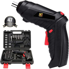 Load image into Gallery viewer, Movsou 47 Pcs Cordless Screwdriver 3.6V Max 3.5Nm 1.3Ah Li-Ion Electric Screwdriver Rechargeable Set with 47PCS Accessory Kit in Carrying Case,with LED Light,Black