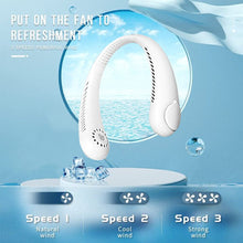 Load image into Gallery viewer, MOVSOU Portable Neck Fans, Hands Free Bladeless Fan, 4000 mAh Battery Operated Wearable Personal Fan, Neck Fan Rechargeable, USB Powered Desk Fan,3 Speeds-White