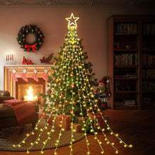 Load image into Gallery viewer, Funsmile Christmas Outdoor Star Lights Waterfall Tree Lights 344 LED 10Ft 12" Topper Star for Lawn Yard Garden Holiday Xmas New Year Warm White
