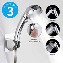 Load image into Gallery viewer, Mighty Rock Drill-Free High Pressure Handheld Shower Head with ON/OFF Pause Switch 3 Spray Modes Water Saving Showerhead, Detachable Puppy Shower Accessories (Shower Head (Chrome)+Bracket+Hose)