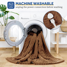 Load image into Gallery viewer, Heated Blanket Electric Throw, 50"x60" Heating Blanket Throw, 6 Heat Levels & 1-8 Hours Auto-off over-Heat Protection, Ribbed Flannel to Sherpa, Machine Washable, Brown