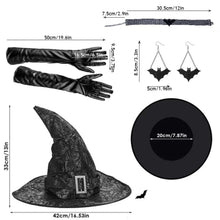 Load image into Gallery viewer, Halloween Witch Set Halloween Women Adult Wizard Costume Cosplay Accessory with Necklaces, Earrings, Gloves