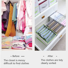 Load image into Gallery viewer, 3 Pcs Foldable Closet Organizers, Wardrobe Clothes Organizer, 7 Grids Closet Organizers and Storage, Drawer Organizer Storage for Jeans, T-Shirts, Underwear, Linen Organizer, Green