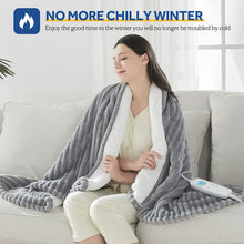 Load image into Gallery viewer, Heated Blanket Electric Throw, 50"x60" Heating Blanket Throw, 6 Heat Levels & 1-8 Hours Auto-off over-Heat Protection, Ribbed Flannel to Sherpa, Machine Washable, Dark Gray