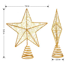 Load image into Gallery viewer, Christmas Star Tree Topper, Lighted Christmas Tree Topper, Hollow Gold Lighted Tree Star, LED Light up Xmas Tree Topper with 30 LE