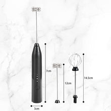Load image into Gallery viewer, Milk Frother Wand Drink Mixer - Durable Handheld Milk Frother Electric Whisk - Easy-Clean Stainless Steel Frother Wand & Mini Blender - Electric Coffee Frother for Milk Coffee Lattes -Black