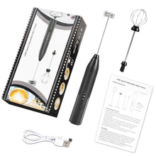 Load image into Gallery viewer, Mighty Rock Electric Milk Frother Handheld Milk Foamer with USB Rechargeable Coffee Frother 3 Speeds Milk Whisk 2 in 1 Egg Beater Perfect for Coffee, Latte, Cappuccino, Silver