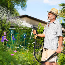 Load image into Gallery viewer, 100 Ft Expandable Garden Hose, Latex Water Hose with Holder, No-Kink Lightweight Flexible Hose with 3/4 Inch Solid Fittings, Extra Strong Brass Connectors and 8 Spray Nozzle, Black