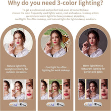Load image into Gallery viewer, Movsou Vanity Mirror Makeup Mirror with Lights, 3 Color Lighting Modes 52 LED Trifold Portable Mirror, 1X 2X 3X Magnification White