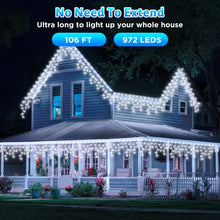Load image into Gallery viewer, Uncahome 99ft Christmas Icicle Lights, Curtain Fairy Icicle String Lights with 228 LEDs, Christmas Twinkle Lights for Holiday, Party, Christmas Decorations, White