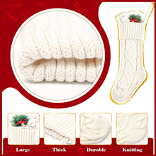 Load image into Gallery viewer, Swtroom 4 Pack Christmas Stockings 18in Large Size Cable Knitted Stocking Gifts & Decorations for Family Holiday Xmas Party, Ivory White