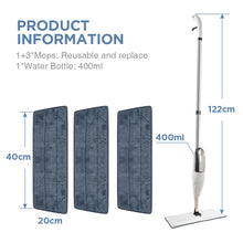 Load image into Gallery viewer, Kibhous Superfine Fiber Spray Mop for Floor Cleaning, with Refillable Spray Bottle and 3 Washable Pads, Used for Flat Mop in Home Kitchen, Hardwood Laminated Wood Tile Floor Cleaning, White