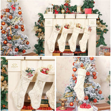 Load image into Gallery viewer, Swtroom 4 Pack Christmas Stockings 18in Large Size Cable Knitted Stocking Gifts & Decorations for Family Holiday Xmas Party, Ivory White