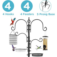 Load image into Gallery viewer, kibhous 4-Hook Bird Feeding Station Bird Feeding Station Kit 92in Steel Tall Bird Feeder Poles with Bird Bath, Mesh Tray Suet Feeder