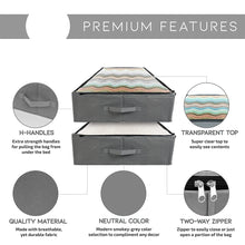 Load image into Gallery viewer, 2 Pcs 90L + 1 Piece 32L Large Underbed Storage Bags Organizer Container with Zippers, Foldable Under Bed Storage Organizers for Comforters, Foldable Storage Bags with Clear Window, Grey