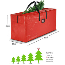 Load image into Gallery viewer, funsmile store Christmas Tree Storage Bag Storage Container Fits up to 9 ft Disassembled Tree Zippered Bag with Carry Handles 65" x 15" x 30" Red
