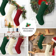 Load image into Gallery viewer, 6 Pack Knit Christmas Stockings, 18" Cable Knitted Stocking Decorations Xmas Rustic Farmhouse Stocking for Family Holiday Season, Burgundy, Ivory White, Green