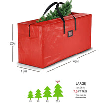 Load image into Gallery viewer, funsmile store Christmas Tree Storage Bag Storage Container Fits up to 7.5 ft Disassembled Tree Zippered Bag with Carry Handles 48" x 15" x 20" Red