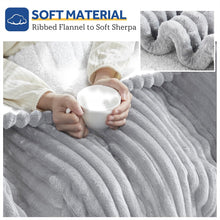 Load image into Gallery viewer, Heated Blanket Electric Throw, 50"x60" Heating Blanket Throw, 6 Heat Levels & 1-8 Hours Auto-Off Over-heat Protection, Ribbed Flannel to Sherpa, Machine Washable, Gray