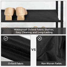 Load image into Gallery viewer, 4-Tier Free Standing Shoe Rack, 24.8 in Shoe Shelf, Entryway Shoe Organizer Storage Cabinet, with 3 Fabric Shelves and Storage Top for Bags or Shoes, Black