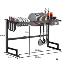 Load image into Gallery viewer, Kibhous Over Sink Dish Drying Rack - Large Dish Drainer Adjustable Drying Rack (26.5" to 33.5" W), Large Capacity Stainless Steel Dish Rack, Multifunctional Kitchen Organizers and Storage Rack, Black