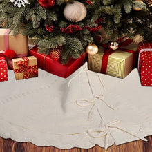 Load image into Gallery viewer, White Knitted Christmas Tree Skirt, 48 In White Cable Knit Christmas Tree Mat Rustic Farmhouse Home Decorations Xmas Holiday Party Decor