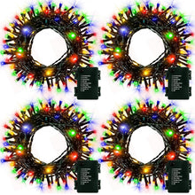 Load image into Gallery viewer, 4 Pack Christmas Tree String Lights Christmas Fairy Lights Multicolor LED with 8 Modes Battery Operated Indoor Outdoor Waterproof Lights